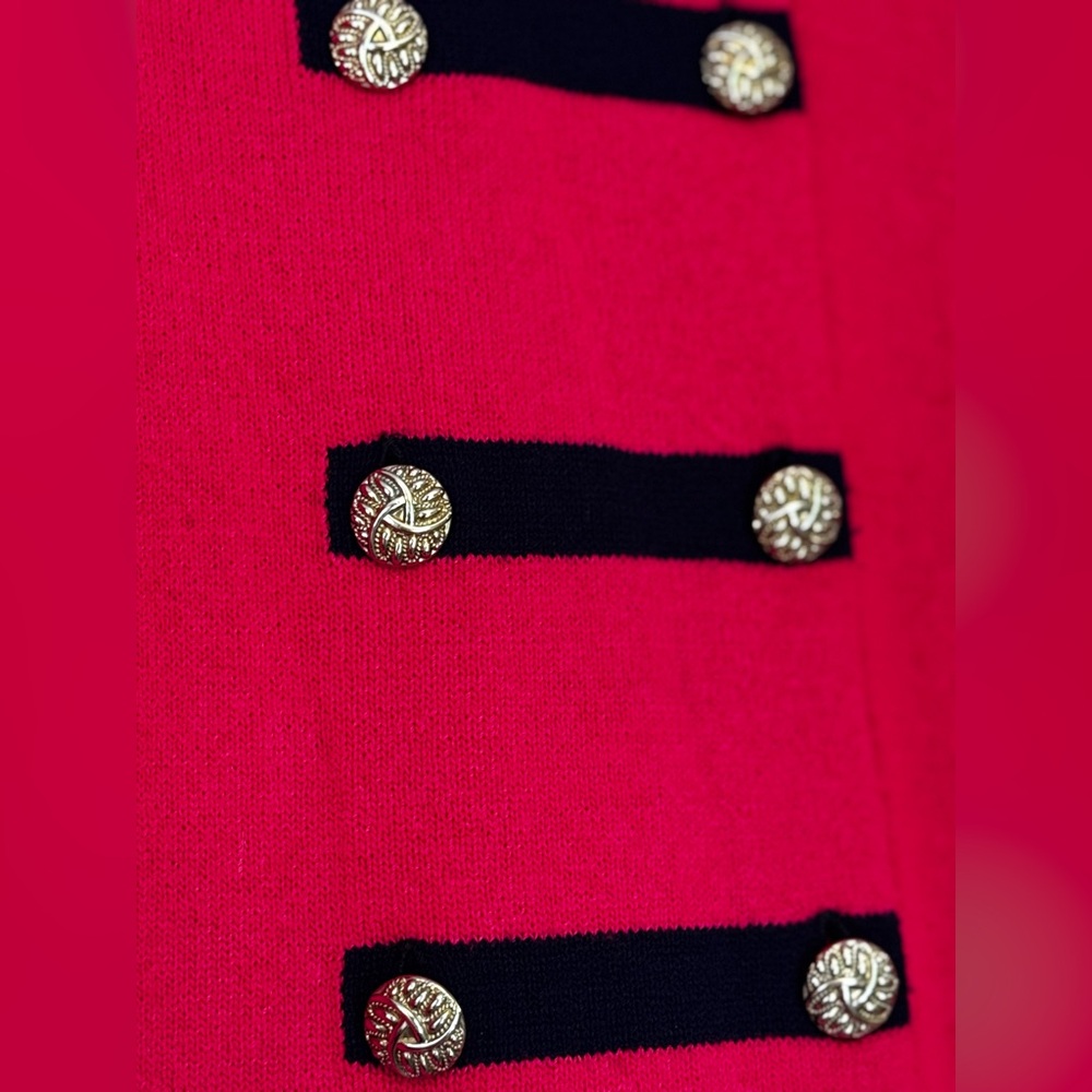 Laura Fuchsia Knit Blazer with Navy Trim - Picture 5 of 7